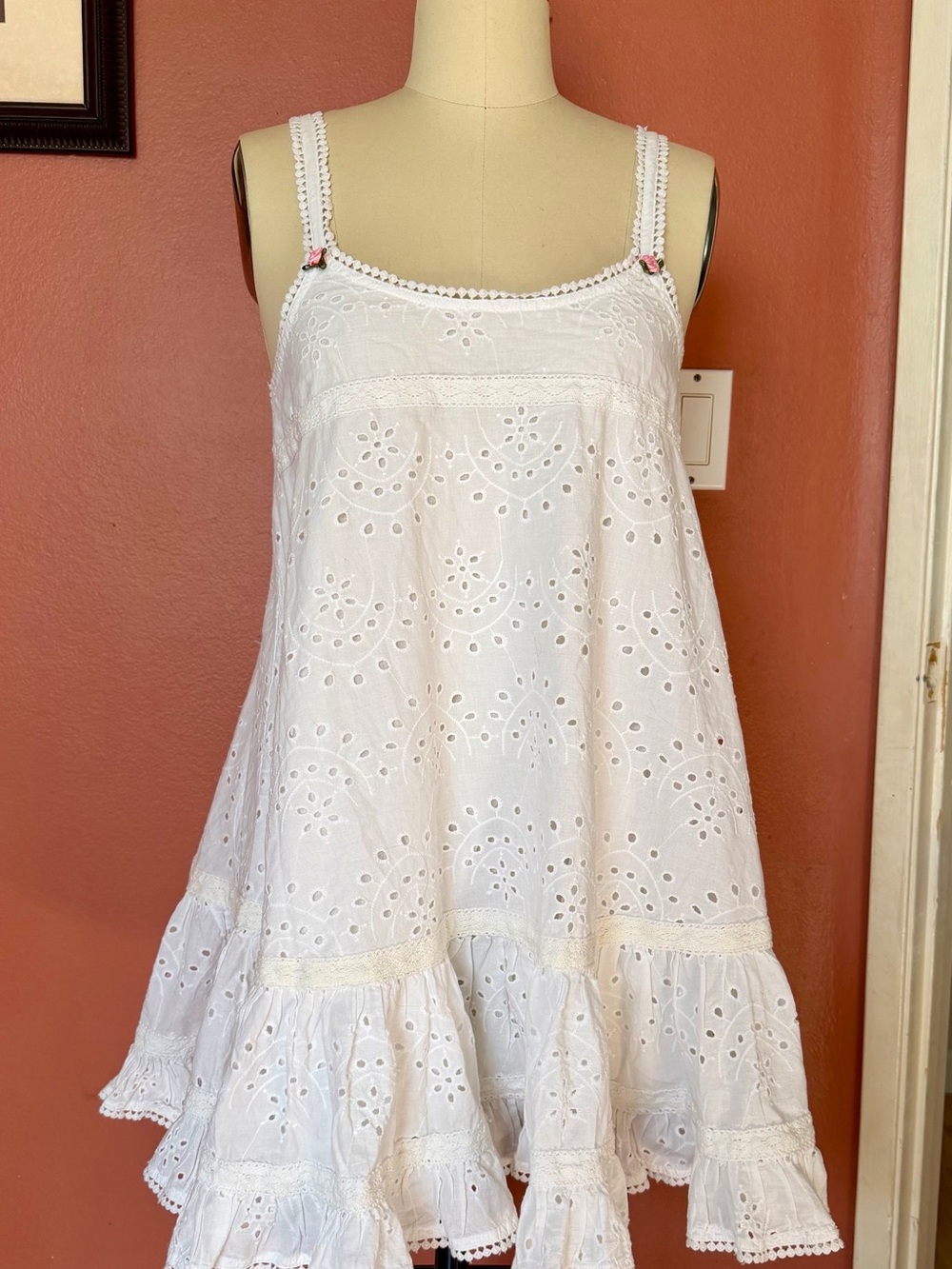 Sugar Thrillz White Eyelet Ruffle Mini Dress